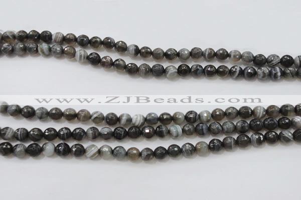 CAG3951 15.5 inches 6mm faceted round grey botswana agate beads