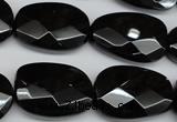 CAG4039 15.5 inches 18*23mm faceted freeform black agate beads