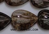 CAG4084 15.5 inches 22*30mm flat teardrop dragon veins agate beads