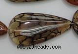 CAG4085 15.5 inches 20*40mm flat teardrop dragon veins agate beads