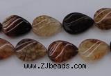 CAG4095 15.5 inches 10*14mm twisted flat teardrop dragon veins agate beads