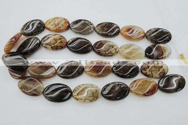 CAG4109 15.5 inches 20*30mm twisted oval dragon veins agate beads