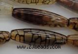 CAG4129 15.5 inches 12*40mm rice dragon veins agate beads