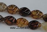 CAG4148 15.5 inches 6*10mm twisted rice dragon veins agate beads