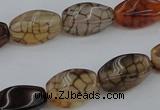 CAG4149 15.5 inches 6*12mm twisted rice dragon veins agate beads