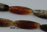 CAG4159 15.5 inches 10*30mm trihedron dragon veins agate beads