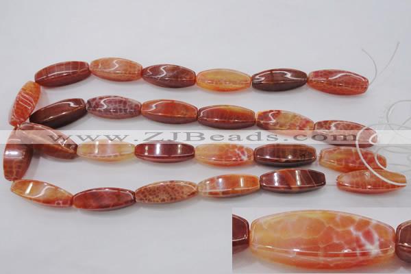CAG4188 15.5 inches 10*30mm tetrahedron natural fire agate beads