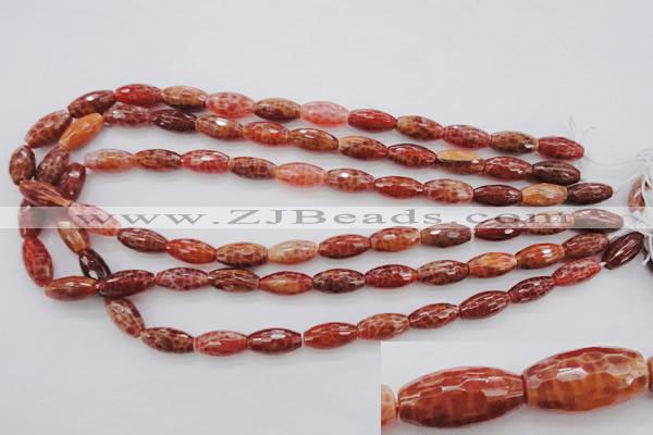 CAG4195 15.5 inches 8*16mm faceted rice natural fire agate beads