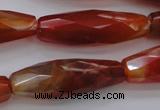 CAG4198 15.5 inches 12*35mm faceted rice natural fire agate beads