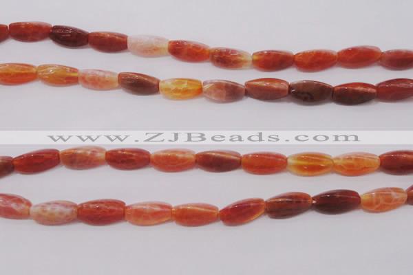 CAG4199 15.5 inches 7*14mm twisted trihedron natural fire agate beads