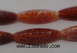 CAG4206 15.5 inches 10*30mm trihedron natural fire agate beads