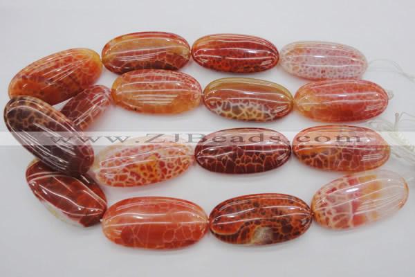 CAG4220 15.5 inches 25*50mm oval natural fire agate beads