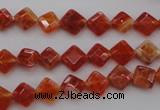 CAG4260 15.5 inches 6*6mm faceted diamond natural fire agate beads