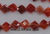 CAG4261 15.5 inches 8*8mm faceted diamond natural fire agate beads