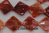 CAG4263 15.5 inches 14*14mm faceted diamond natural fire agate beads