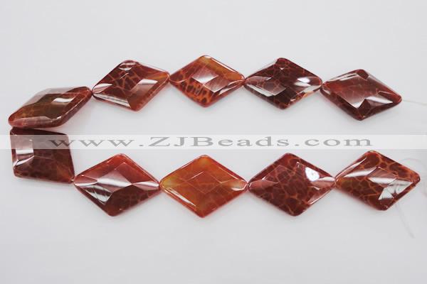 CAG4279 15.5 inches 28*40mm faceted diamond natural fire agate beads
