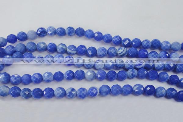 CAG4312 15.5 inches 8mm faceted round dyed blue fire agate beads