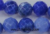 CAG4314 15.5 inches 12mm faceted round dyed blue fire agate beads