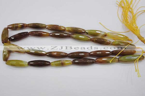 CAG4335 15.5 inches 10*30mm faceted rice botswana agate gemstone beads