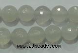 CAG4350 15.5 inches 8mm faceted round white agate beads wholesale