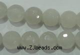 CAG4352 15.5 inches 12mm faceted round white agate beads wholesale