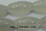 CAG4355 15.5 inches 15*30mm rice white agate beads wholesale