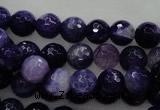 CAG436 15.5 inches 10mm faceted round dark purple agate beads