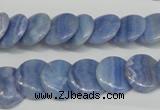 CAG4392 15.5 inches 14mm flat round dyed blue lace agate beads