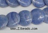 CAG4393 15.5 inches 18mm flat round dyed blue lace agate beads