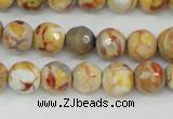 CAG4482 15.5 inches 6mm faceted round fire crackle agate beads