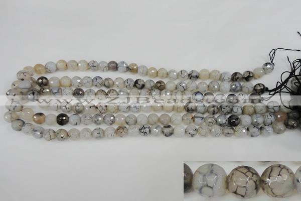 CAG4498 15.5 inches 8mm faceted round fire crackle agate beads