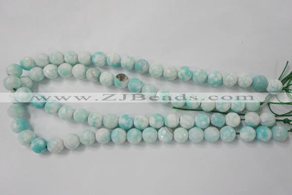 CAG4517 15.5 inches 10mm faceted round fire crackle agate beads