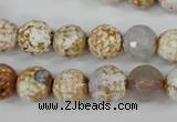 CAG4521 15.5 inches 10mm faceted round fire crackle agate beads