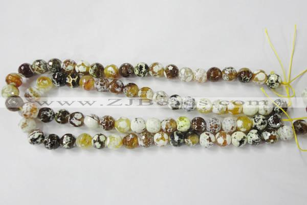 CAG4523 15.5 inches 10mm faceted round fire crackle agate beads