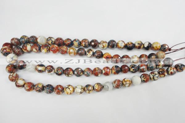 CAG4525 15.5 inches 10mm faceted round fire crackle agate beads