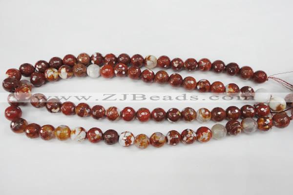 CAG4528 15.5 inches 10mm faceted round fire crackle agate beads