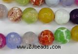 CAG4530 15.5 inches 10mm faceted round fire crackle agate beads