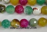 CAG4531 15.5 inches 10mm faceted round fire crackle agate beads