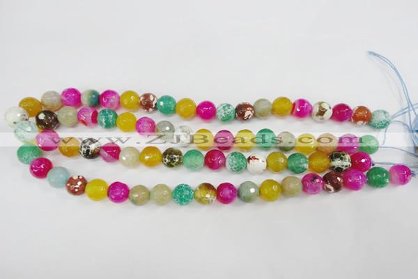 CAG4531 15.5 inches 10mm faceted round fire crackle agate beads