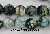 CAG4545 15.5 inches 12mm faceted round fire crackle agate beads