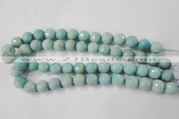CAG4557 15.5 inches 14mm faceted round fire crackle agate beads