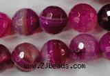 CAG4568 15.5 inches 14mm faceted round agate beads wholesale