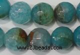 CAG4571 15.5 inches 16mm faceted round fire crackle agate beads