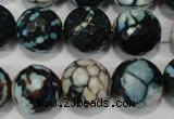 CAG4578 15.5 inches 16mm faceted round fire crackle agate beads