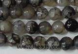 CAG4600 15.5 inches 4mm faceted round fire crackle agate beads