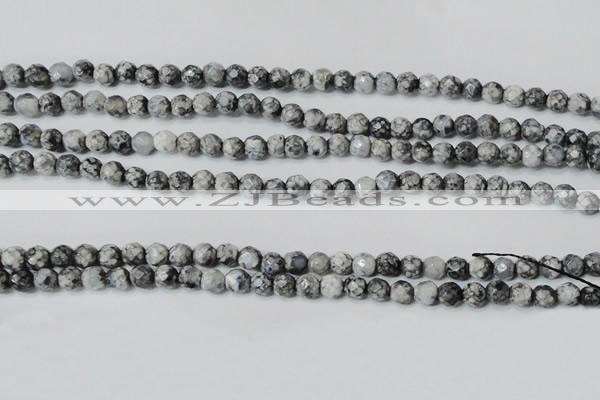 CAG4601 15.5 inches 4mm faceted round fire crackle agate beads