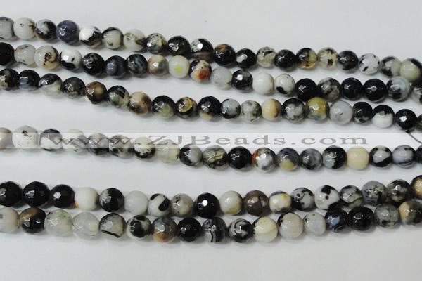 CAG4613 15.5 inches 6mm faceted round fire crackle agate beads