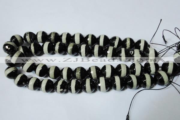 CAG4671 15.5 inches 16mm faceted round tibetan agate beads wholesale