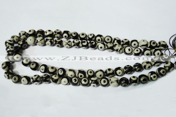 CAG4680 15.5 inches 10mm faceted round tibetan agate beads wholesale
