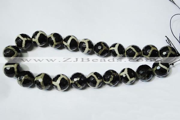 CAG4685 15.5 inches 18mm faceted round tibetan agate beads wholesale
